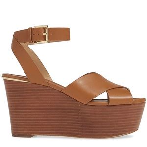 Michael Kors Abbott Leather Wedge Sz 7